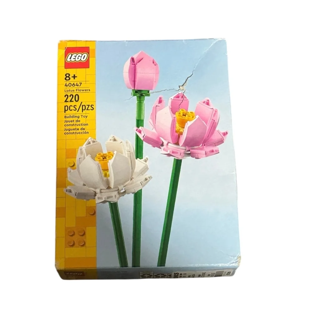 New LEGO Lotus Flowers Building Set, damaged box, unopened